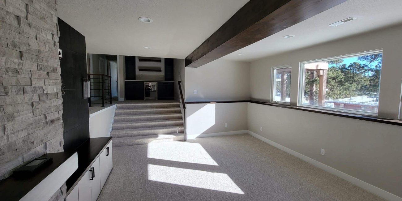 Finished Denver basement remodel completed with proper permits and regulations.